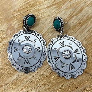 Western Concho Turquoise Earrings